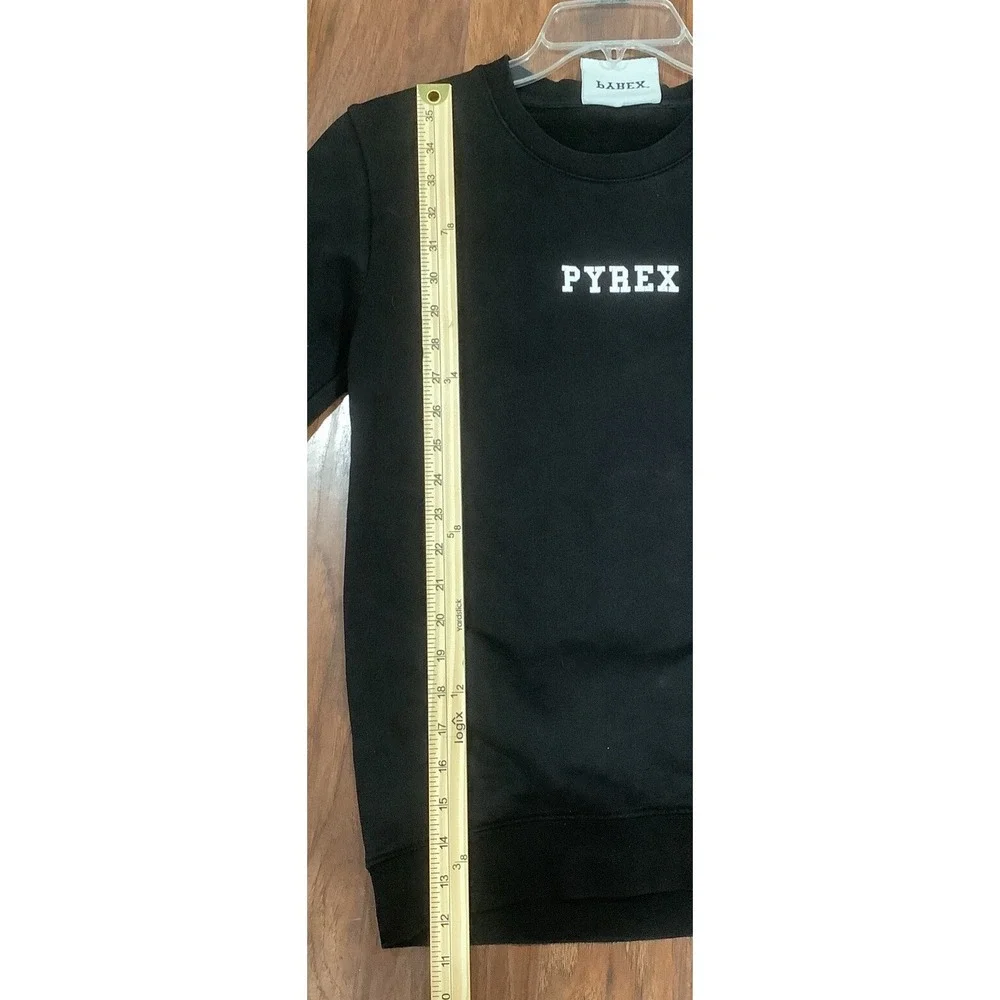 Pyrex Virgil Abloh Sweatshirt Jumper Big Logo Cotton Crew Neck Black Size XS